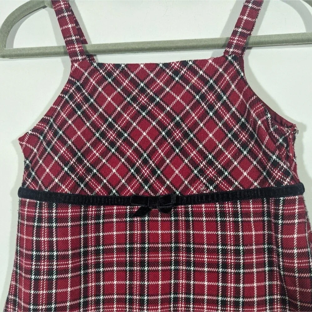 Gymboree Girls Dress‎ Size 3 Holiday Red Plaid Sleeveless (see measurements)